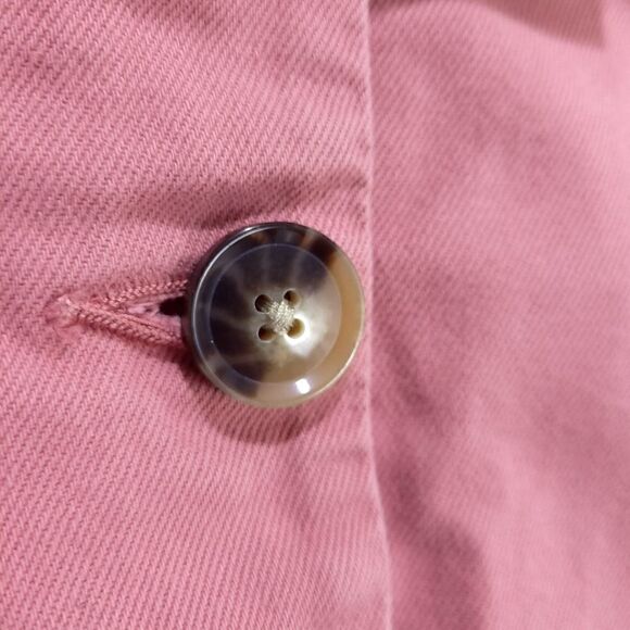 Topshop Moto Salmon Pink Denim Asymetric Buttons Mini Skirt w Pockets - Picture 4 of 10